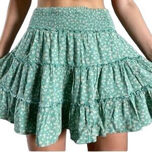 American Eagle Outfitters Mint Floral Mini Skirt
